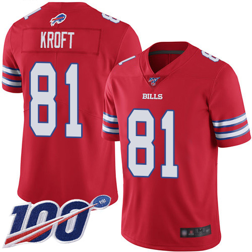 Men Buffalo Bills 81 Tyler Kroft Limited Red Rush Vapor Untouchable 100th Season NFL Jersey